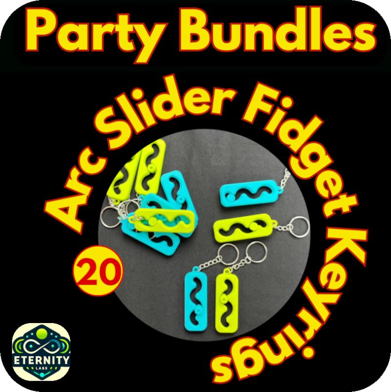Arc Slider Fidget Keyrings - Pack of 20 - Customise Your Own