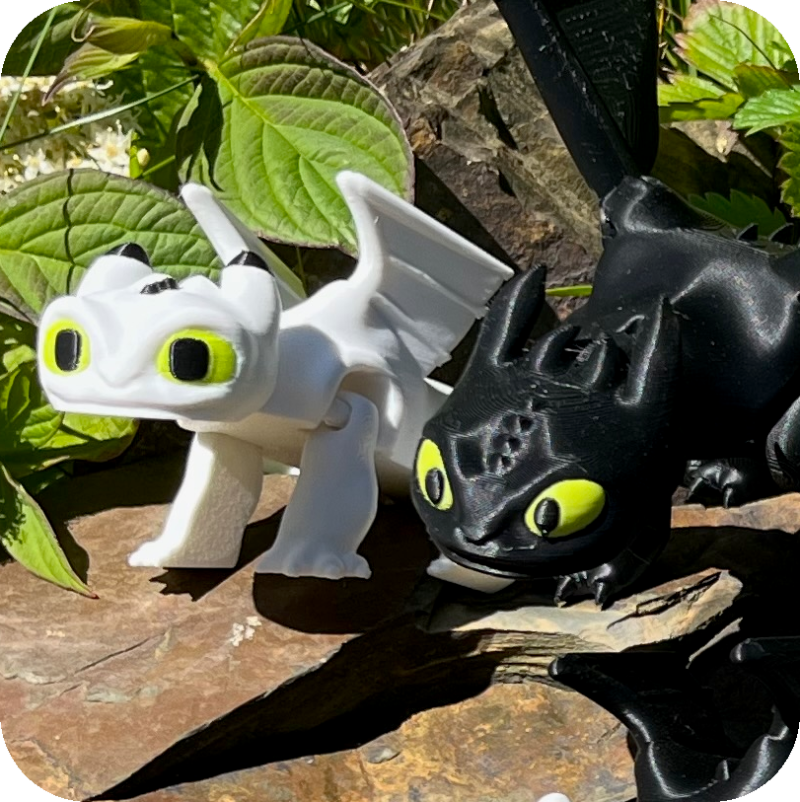 The Fury Family - Toothless, Light Fury, Dart, Pouncer & Ruffrunner